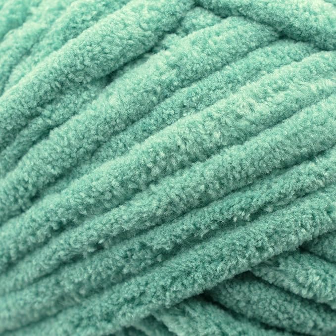 Okey Dokeys 300g Jumbo Velvet Chenille Yarn 7 Jumbo – Plush, No-Fray, Durable Plushies, Posh Soft Crochet Projects Beginner Friendly (130 yds) (Seafoam Sage Green (115), 1 Pack (17.90/Skein))