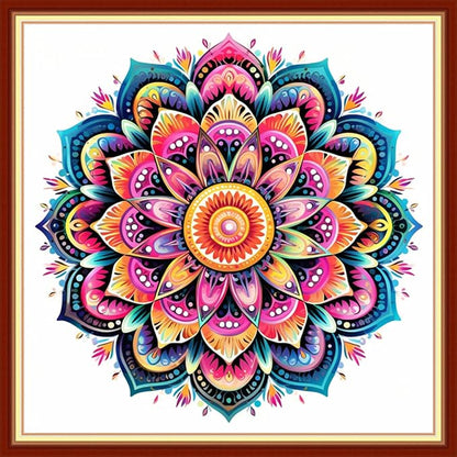 DMCVIVR Stamped Cross Stitch Kits for Adults Beginners Embroidery Kits 11CT Needlepoint Kits Cross Stitch Patterns Embroidery Patterns-Colorful Mandala 18x18 inc