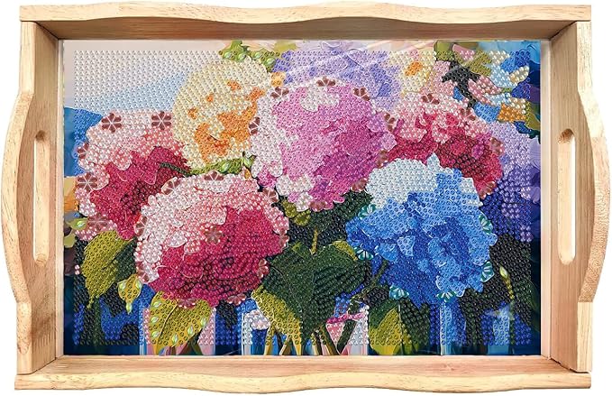 EWJRNSF Diamond Art Kits for Adults Wooden Serving Trays with Handles, 5D Diamond Painting Big Gem Arts and Craft Gifts Trays Decor Gift Home Decor (CP041)