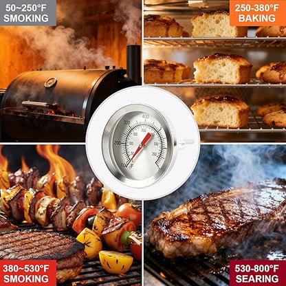 CloudHand 2 inch Grill Thermometer BBQ Thermometer Gauge Smoker Temperature Gauge Grill Pit Replacement Thermometer Stainless Steel Temp Gauge
