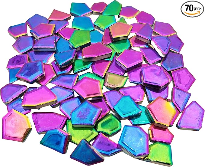 1.1 LB Porcelain Ceramic Mosaic Tiles,Broken Irregular Mosaic Tiles for DIY Craft Floor,Kitchen,Pool, Flower Pots Mosaic Making Supplies (Rainbow)