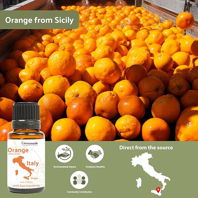 Nature Packaged Blood Orange Essential Oil - Direct from Citrusmade in Sicily - Pure Essential Oil for Diffusers and Aromatherapy - Natural Citrus Scent | 100% Pure Therapeutic Grade (8oz)