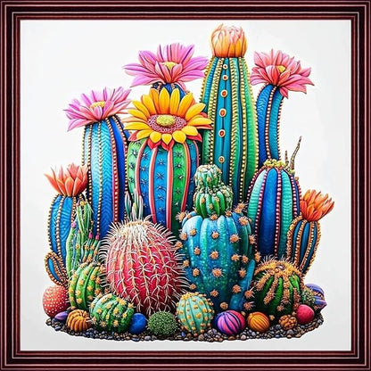 DMCCRAFT Stamped Cross Stitch Kits for Adults 11CT Printed Cross-Stitch Patterns Embroidery Kits Easy Cross Stitching Needlepoint Kits Crossstitch-Colorful Succulent Plants Flowers 18x18 inch