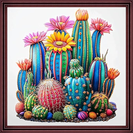 DMCCRAFT Stamped Cross Stitch Kits for Adults 11CT Printed Cross-Stitch Patterns Embroidery Kits Easy Cross Stitching Needlepoint Kits Crossstitch-Colorful Succulent Plants Flowers 18x18 inch
