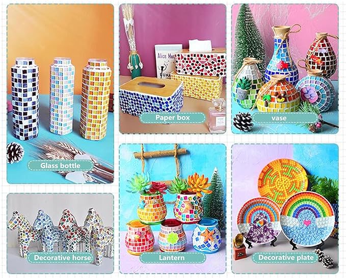 500g Mixed Color Irregular Crystal Mosaic Tiles,Tiny Mosaic Tile DIY Hobbies Children Handmade Crystal Craft for Craft Bathroom Kitchen Home Decoration DIY Art Projects,0.4X0.4 Inch(Black Series)