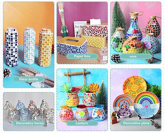 BTMIEY 500g Glue Down Irregular Tiny Mosaic Tile Hobbies Children Handmade Crystal Craft for Bathroom Kitchen Home Decoration DIY Art Projects,0.4X0.4 Inch(Mixed Color Series)