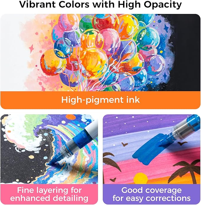 Ohuhu Acrylic Paint Markers Brush Tip: 24 Colors Automatic Ink Control Acrylic Markers High Opacity Paint Pens Waterproof Lightfast for Rock Painting 3D Prints Easter Eggs Wood DIY Crafts- Nahuku