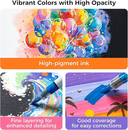 Ohuhu Acrylic Paint Markers Brush Tip: 24 Colors Automatic Ink Control Acrylic Markers High Opacity Paint Pens Waterproof Lightfast for Rock Painting 3D Prints Easter Eggs Wood DIY Crafts- Nahuku