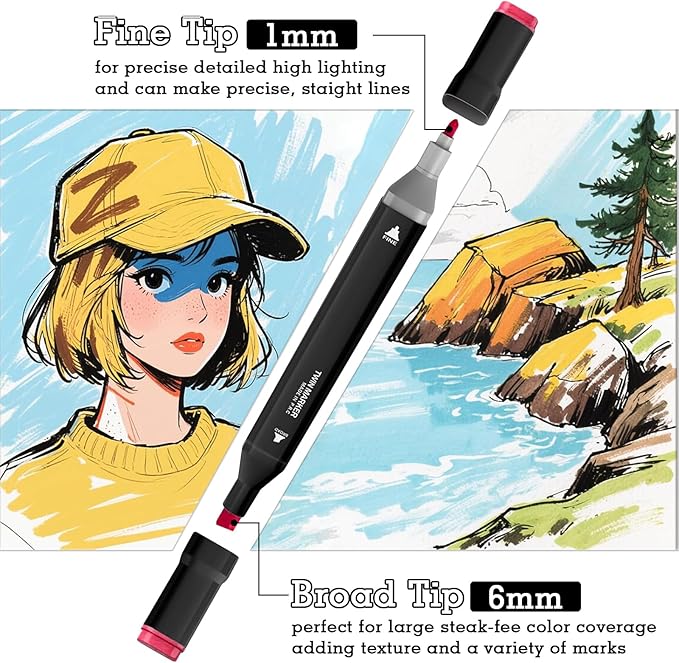 Cautyfky 262 Colors Dual Tip Alcohol Markers, Dual Tips Art Markers, Permanent Sketch Marker Set for Adults Coloring, Painting, Sketching, Illustrations