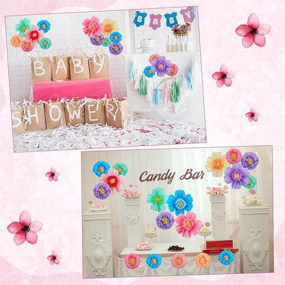 Crowye 24 Pcs Large Colorful Tissue Paper Flowers Decorations 20" Giant Fiesta Craft Crepe Paper Flowers for Wall Decor Backdrop Mexican Wedding Birthday Carnival Party (Colorful)