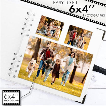Bstorify Square Scrapbook Photo Albums 36 Pages (18 x 18 cm) White Thick Paper, Hardcover, Metal Corners, Ribbon Closure - Ideal for Your Scrapbooking Albums, Art & Craft Projects 7 x 7 Inch