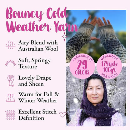 Woolen Delights Soft Wool Yarn for Crocheting, 3-Pack (522Yds / 300G), Free Patterns - #4 Medium Aran/Heavy Worsted Weight Wool Yarn for Knitting - Crimson Red