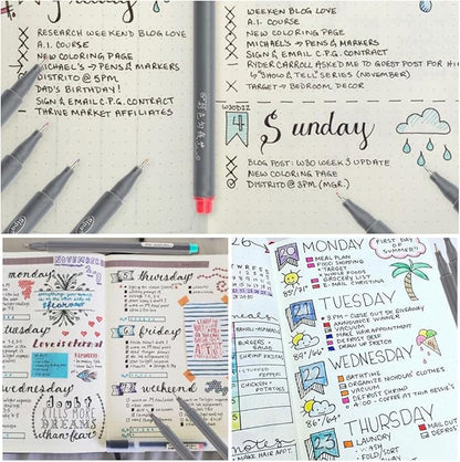 Taotree 24 Fineliner Color Pens, Fine Line Colored Sketch Writing Drawing Pens for Journaling Planner Note Taking Adult Coloring Books, Porous Fine Point Markers, Office Teacher Art Supplies