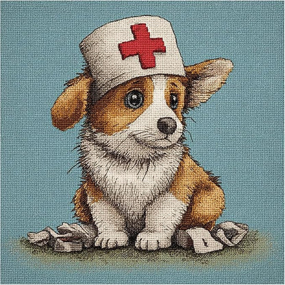 57lilina Stamped Cross Stitch Kits - 11CT Dog Easy Pre Printed Cross-Stitch Patterns for Adults, Advanced Embroidery Kit for Beginners, 14x14 Inch DIY Crossstitch Crafts for Wall Decor or Mom Gifts