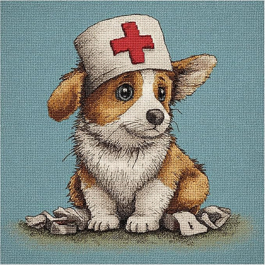 57lilina Stamped Cross Stitch Kits - 11CT Dog Easy Pre Printed Cross-Stitch Patterns for Adults, Advanced Embroidery Kit for Beginners, 14x14 Inch DIY Crossstitch Crafts for Wall Decor or Mom Gifts