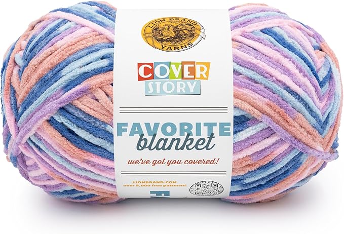 Lion Brand Yarn, Cover Story Favorite Blanket Yarn for Knitting and Crochet, 223 Yards, Lullaby, 1 Pack