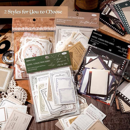 SIBLYMONA 200Pcs Vintage Memo Material Pack Memo Collection Series for Scrapbooking, Junk Journal Supplies DIY Art Crafts Bullet Journal Diary Album Planne (SetA)