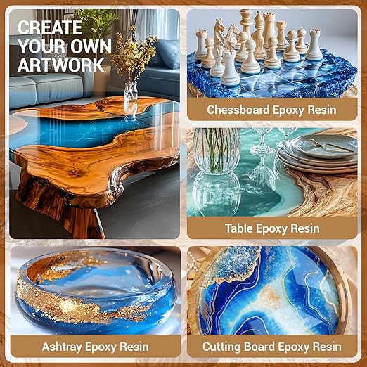 LEEYA RESIN Epoxy Resin Kit 32OZ, Table Top Epoxy Resin Crystal Clear, Ultra-Gloss, Self-Leveling Resina Epoxica for River Table, Countertop, Arts & Crafts, Woodwork, Jewelry 1:1 Mix(16 oz*2)