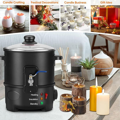 Olasme Wax Melter for Candle Making,Non-Stick Electric Wax Melting Pot,Candle Making Kit with Quick Pour Spout & Constant Temperature Control Melter for Candle Soap (4 L)