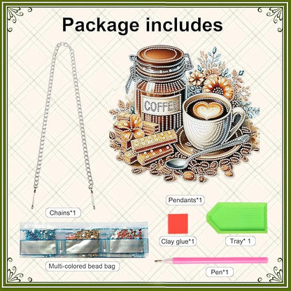 Diamond Art Painting Pendant Kits with Hanging Chain 5D Diamond Art Hanging Kit DIY Diamond Crystal Window Door Hanging Pendant Kit for Adults Gift Wall Home Christmas Decoration 25.2x23.3 cm, Coffee