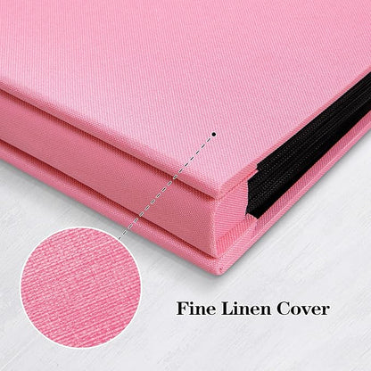 Mublalbum Small Photo Album 4x6 100 Photos Linen Cover Picture Book with Horizontal Pockets for Wedding Family Anniversary and Baby (Pink)