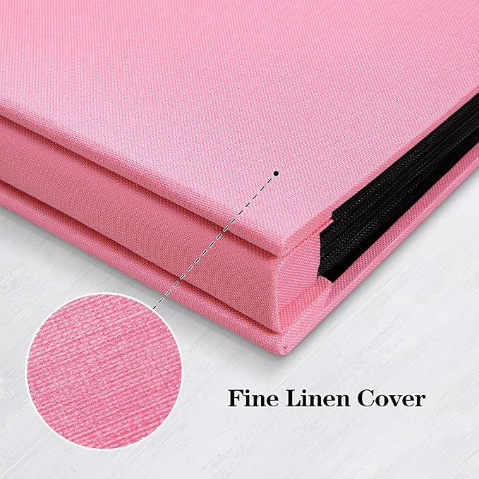 Mublalbum Small Photo Album 4x6 300 Photos Linen Cover Picture Book with Horizontal Pockets for Wedding Family Anniversary and Baby (Pink)