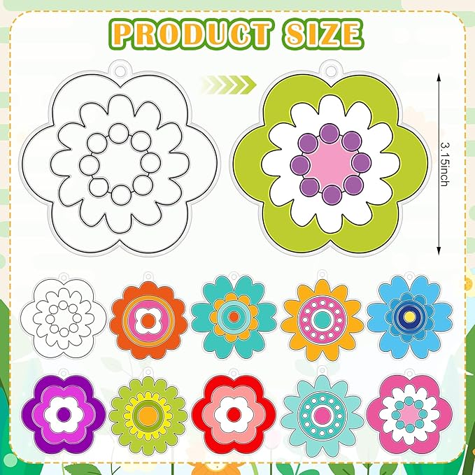 WinnerWhy 30 Sets Flower Suncatchers Window Art Kits, Spring DIY Sun Catchers Crafts Paint Your Own Window Ornaments for Adult Home Birthday Activity Party Decor