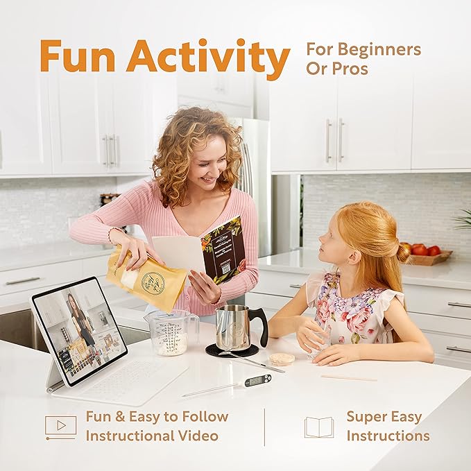 ASH & HARRY Premium Soy Candle Making Kit for Adults, Complete Gift Set with 10 Premium Tins & Jars, DIY Starter Candle Making Supplies, Perfect Home Decorations Holiday Gift Which Makes 10 Candles