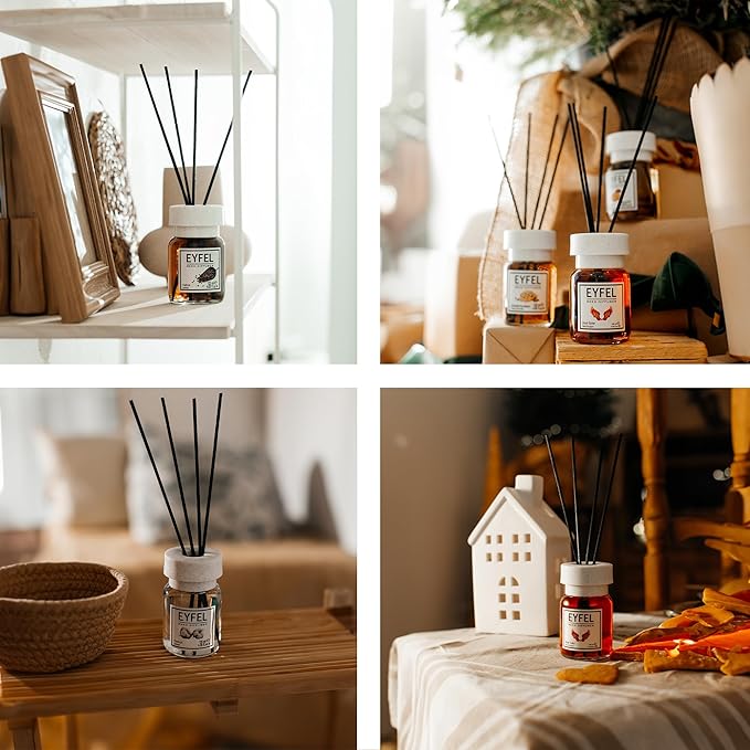EYFEL Acacia Reed Diffuser Set - 4.05 fl oz Oil Diffuser Sticks, Bathroom & Home Fragrances, Scented Sticks, Home Décor
