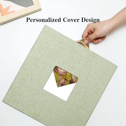 Vienrose Photo Album Self Adhesive 13x12.6 for 600 Photos Linen Scrapbook 120 Pages Grassgreen