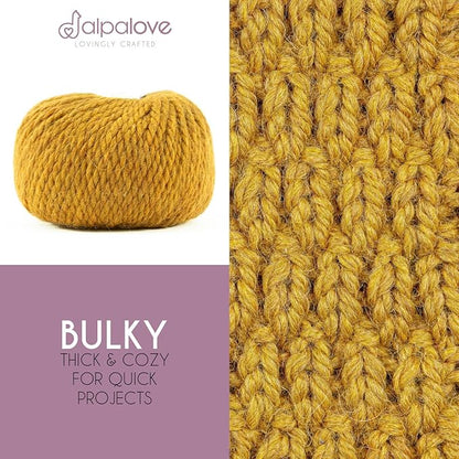Bulky Set (6 x 1.75 oz) Super Soft Baby Alpaca Knitting Yarn Melange Yellow 328 Yards