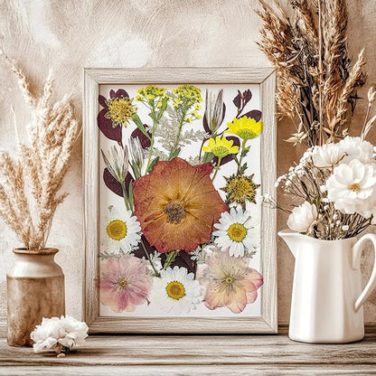 85Pcs Boho Dried Flowers for Crafts, Real Natural Pressed Flowers for Crafts Vintage Dried Pressed Flowers Dry Leaves for Resin, DIY Art, Scrapbook, Jewelry, Candle & Soap Making – Tweezers Included