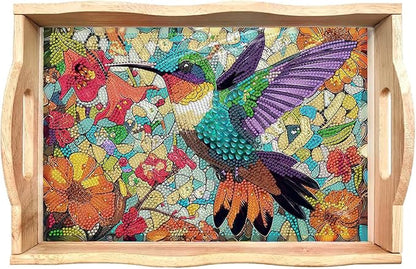 EWJRNSF Diamond Art Kits for Adults Wooden Serving Trays with Handles, 5D Diamond Painting Big Gem Arts and Craft Gifts Trays Decor Gift Home Decor (CP040)