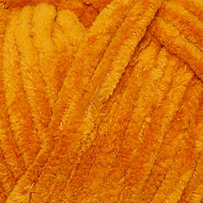 Estako Velvet (3- Skeins Pack) Chenille Blanket amigurumi Yarn for Crocheting and Knitting Super Bulky 3x100 gr (3x132 yds) (1730 - Mustard)