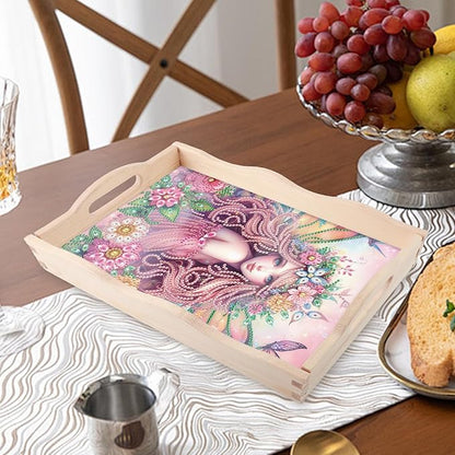 JZHYOAN Diamond Painting Trays for Adults, DIY Art Fruit Platters Entertaining Breakfast Coffee Table Home Decoration, Special Creative Design, Large Serving Platte for Living Room Dining