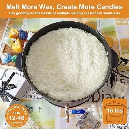 Leerie 16Lbs Wax Melter for Candle Making, L8 Large Electric Wax Melting Pot of Wax, Soy Wax Business Home Candle Making Kit with Heating Core Brass Spout & Temp Control