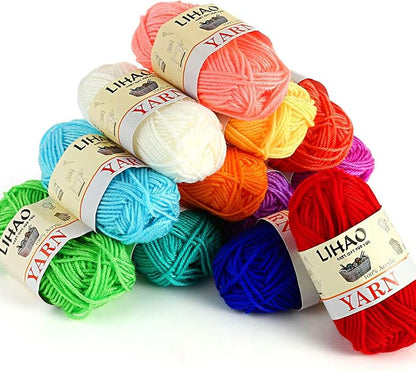 LIHAO 12 Skeins Mini Yarn for Knitting Crochet Craft - 100% Acrylic