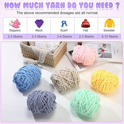 Buryeah 8 Pack Chunky Chenille Yarn for Crocheting Soft Thick Fluffy Yarn for Hand Knitting Bulky Velvet Blanket Plush for Weaving DIY Crafts Each 3.5 oz 55 Yards (Vivid Colors)
