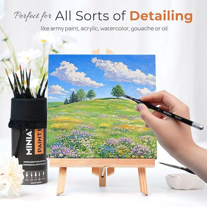 Nicpro Miniature Paint Brushes Drybrush - 31PCS Model Paint Brush Set for Acrylic Oil Watercolor, Detail Paint Brush Dry Brush for Model, Miniature Painting, Paint by Numbers, Craft - with Container