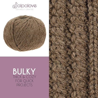 Bulky Set (6 x 1.75 oz) Super Soft Baby Alpaca Knitting Yarn Brown 328 Yards