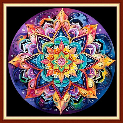 Dooxvey Cross Stitch Kits for Adults Stamped Full Range of Embroidery Starter Kits for Beginners 11CT Printed Cross Stitch Patterns Needlepoint Kits Stamped Crossstitch-Colorful Mandala 18x18 inch