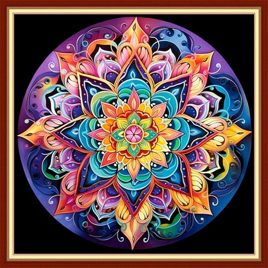 Dooxvey Cross Stitch Kits for Adults Stamped Full Range of Embroidery Starter Kits for Beginners 11CT Printed Cross Stitch Patterns Needlepoint Kits Stamped Crossstitch-Colorful Mandala 18x18 inch