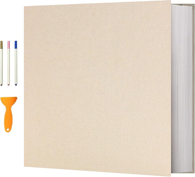 Vienrose Photo Album Self Adhesive 4x6 5x7 3x5 8x10 Scrapbook Album DIY Scrap Book with Metallic Pen 120 Pages