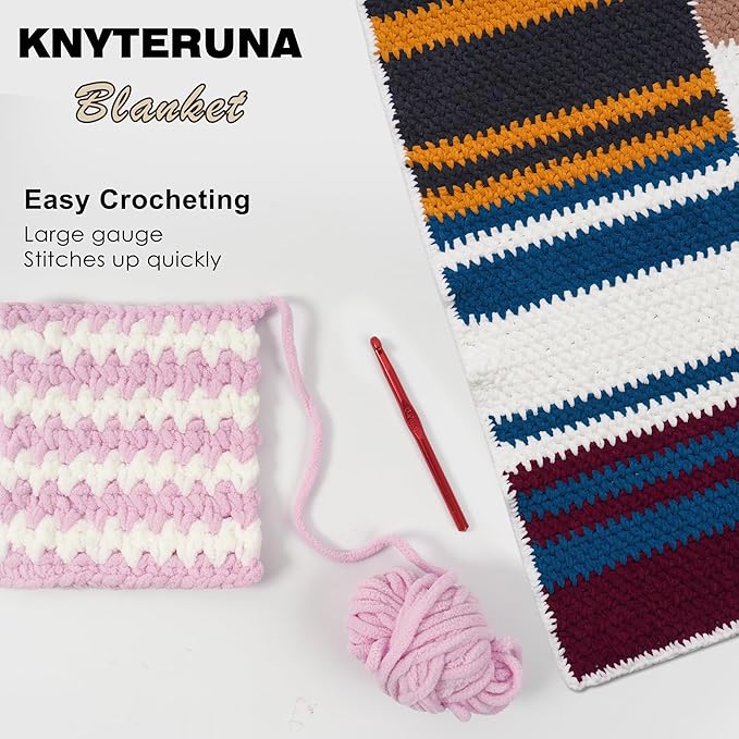 #6 Super Bulky Blanket Yarn for Crocheting - 4 Skeins(Each 10.5oz/300g, 220yds/201m), Chunky Chenille Thick Plush Big Soft Yarn for Crocheting Knitting Blankets, Blush Pink