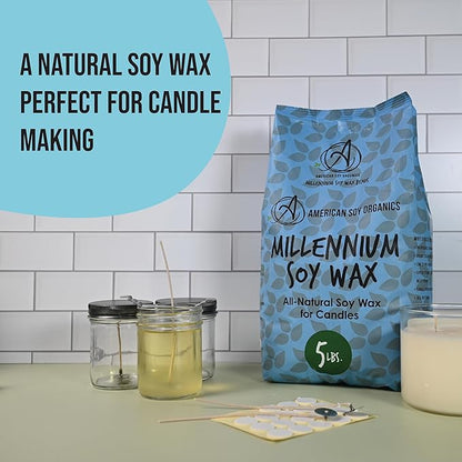 American Soy Organics - 5 lb Bag of Millennium Wax Natural Soy Wax for Candle Making
