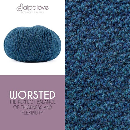 Worsted Set (6 x 1.75 oz) Super Soft Baby Alpaca Knitting Yarn Deep Ocean 656 Yards