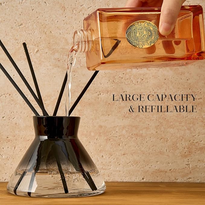 M&SENSE 6.3 oz Large Reed Diffuser Set | Lavender Glow Scent Oil Diffuser with Sticks | Hotel Collection Non-Toxic Essential Oil |for Bedroom Bathroom Living Room