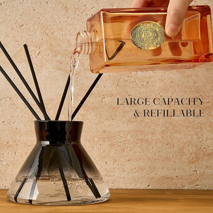 M&SENSE 6.3 oz Large Reed Diffuser Set | Ginger & Ylang Ylang Scent Oil Diffuser with Sticks | Hotel Collection Non-Toxic Essential Oil |for Bedroom Bathroom Living Room