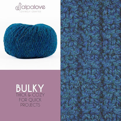 Bulky Set (6 x 1.75 oz) Super Soft Baby Alpaca Knitting Yarn Deep Ocean 328 Yards
