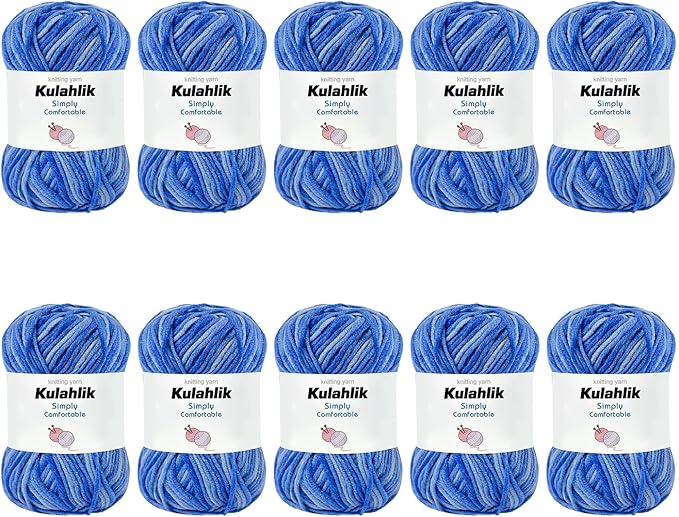 500g(10x50g) Acrylic Yarn for Crocheting and Knitting, Colorful Gradient Yarn Thread, 10 Rolls Skeins, Multicolor Hilo Acrílico, Perfect for DIY Crafts Project